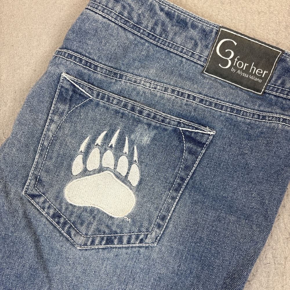 G3 for her by Alyssa Milano Women Crop Jean Size 14 Distressed Montana Grizzlies